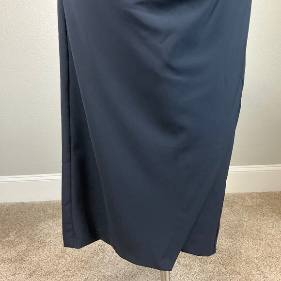 Ralph Lauren Women's Cocktail Dress Size 18 Blue Crepe One Shoulder Midi Sheath - Picture 9 of 13